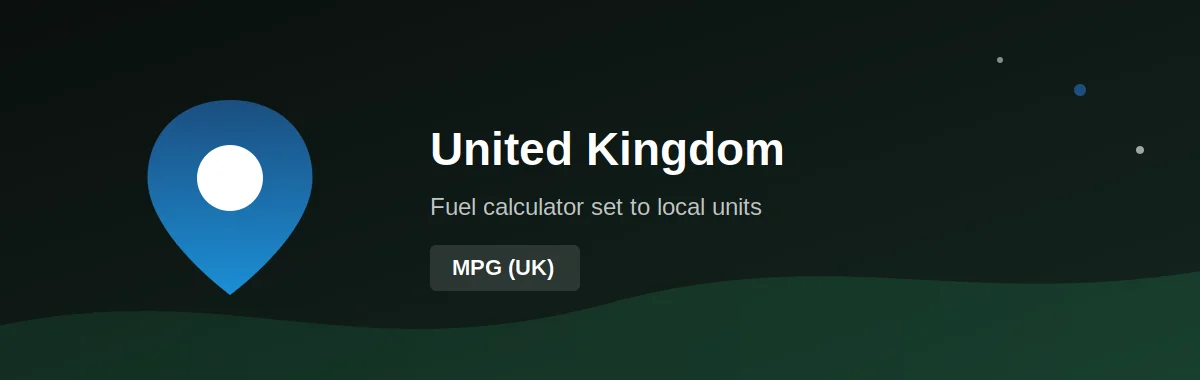 United Kingdom fuel calculator — local units and currency